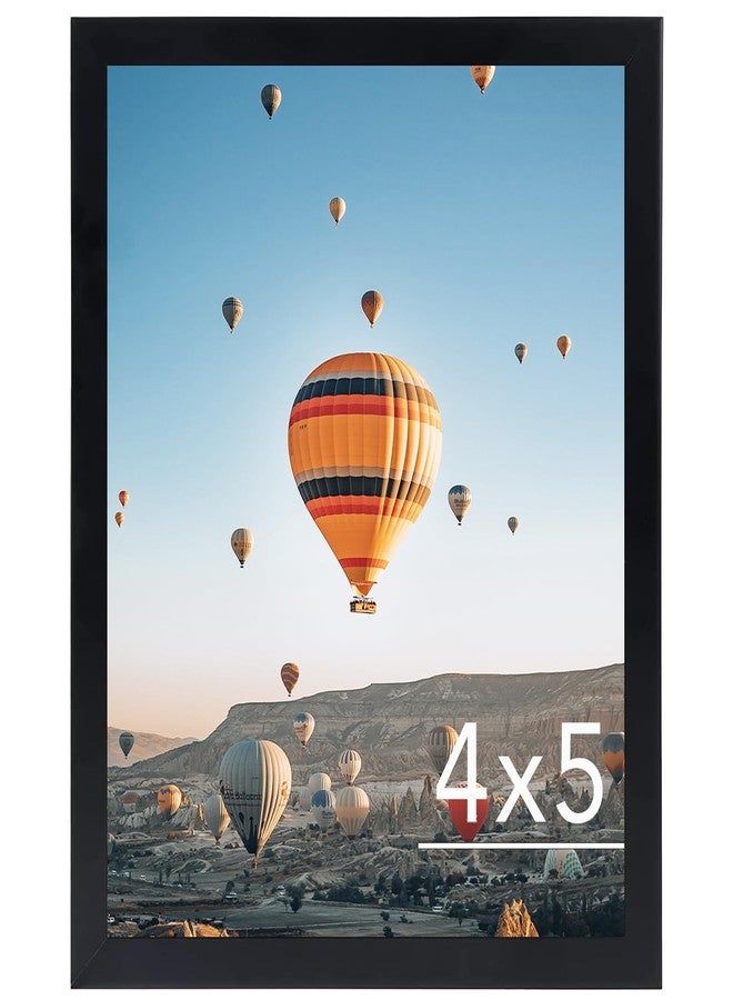 JCJMY إطار صور JCJMY أسود مقاس 4×5 بوصة، يُعلق على الحائط أو يوضع على الطاولة، يُمكن تثبيته أفقيًا أو رأسيًا، إطار صور جداري مقاس 4×5 بوصة مع زجاج شبكي مقاوم للكسر، أسود - Image 1